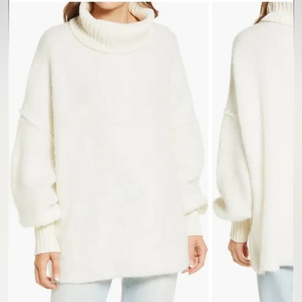 Free People Milo Tunic Oversized Sweater Size Small Evening Cream